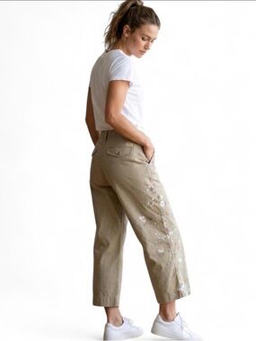 Ralph Lauren Khaki and White Contrast Waistband Chino Pants